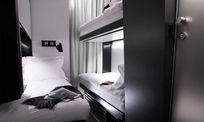 Tangerine, pop-up portable hotel, Snoozebox, hotel redesign, luxury accomodation, sleek interiors, folding beds, Glastonbury Festival, Radical Innovation in Hospitality