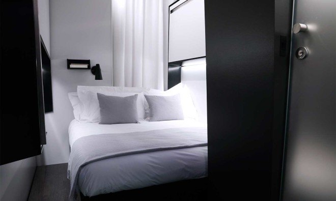 Tangerine, pop-up portable hotel, Snoozebox, hotel redesign, luxury accomodation, sleek interiors, folding beds, Glastonbury Festival, Radical Innovation in Hospitality