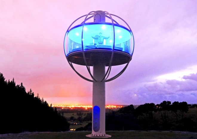 solar power, Android, app-controlled electronics, off-grid tower home, The Skysphere, New Zealand, Jono Williams, clean tech, green design, sustainable design, eco-design, renewable energy, man cave, solar-powered man cave, Skysphere tower, Skysphere man cave,