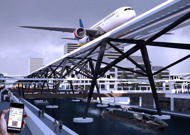 Alex Sutton, Bartlett School of Architecture, Stockholm, Stockholm City Airport, Stockholm Airport City by Alex Sutton, taxi-track runways, airports, airport design, utopian airport,