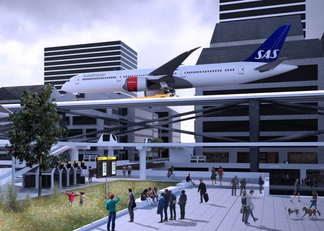 Alex Sutton, Bartlett School of Architecture, Stockholm, Stockholm City Airport, Stockholm Airport City by Alex Sutton, taxi-track runways, airports, airport design, utopian airport,