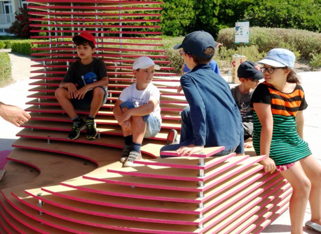 TOMA!, wooden sculpture, art installation, Lively Architecture Festival, outdoor furniture, experimental architecture, built-in furniture, green design, MDF boards, MDF materials, wooden structure, green architecture