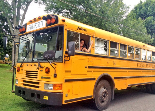 tiny home bus conversion, tiny house, tiny home, bus home, bus renovation, tiny home renovation, turning bus into a tiny house, stephanie adams, school bus conversion, tiny home school bus