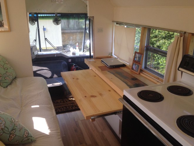 tiny home bus conversion, tiny house, tiny home, bus home, bus renovation, tiny home renovation, turning bus into a tiny house, stephanie adams, school bus conversion, tiny home school bus