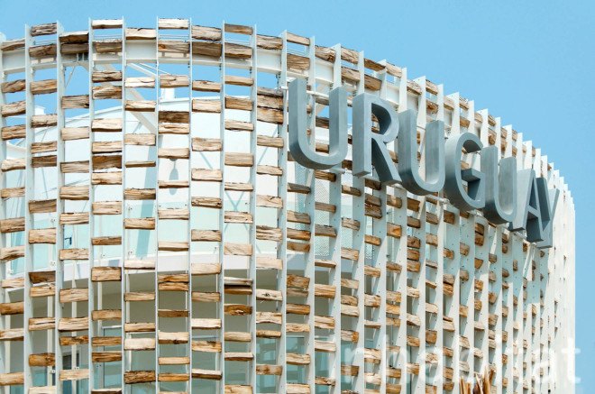 Uruguay, Uruguay Pavilion, 2015 Milan Expo, expo pavilion, exterior shading, bioclimatic facade, eco facadeX log facade, wood facade, temporary, temporary pavilion, Wood, wooden architecture, Milan, brise soleil