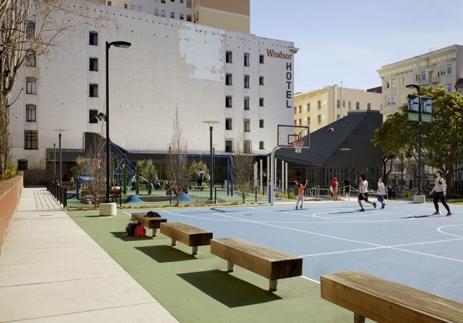 Boeddeker Park, San Francisco, green park, geothermal energy, geothermal cooling, solar panels, sustainable park, water conservation, clubhouse, green architecture, green neighborhood