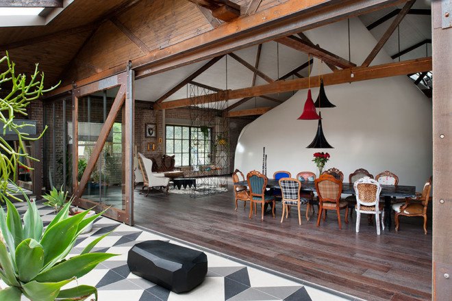 Allen Jack+Cottier, sleeping pod, private house, Sydney, green renovation, warehouse renovation, green materials, resin, natural light, LED lights, green lighting