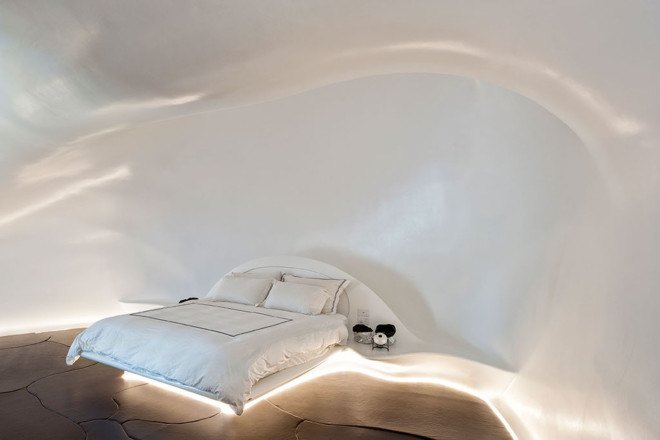 Allen Jack+Cottier, sleeping pod, private house, Sydney, green renovation, warehouse renovation, green materials, resin, natural light, LED lights, green lighting