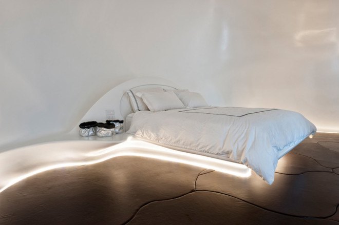 Allen Jack+Cottier, sleeping pod, private house, Sydney, green renovation, warehouse renovation, green materials, resin, natural light, LED lights, green lighting