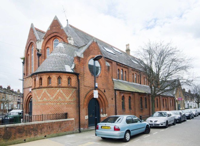 london church renovation, church converted into house, kensington london, london real estate, converted houses, open floor plan, stained glass, church architecture