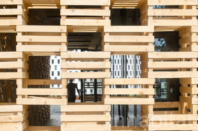 2015 Milan Expo, 2pm, archtiectural facade, Poland, Polish design, polish designers, Polish green architecture, Polish green building, Polish Pavilion, recycled wood, warsaw, Wood, wood architecture, wood facade, world expo 2015