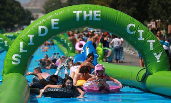 slide the city, water slide, summer streets, manhattan, foley square, vita coco, vita coco beach, free outdoor activities nyc, nyc summer outdoors