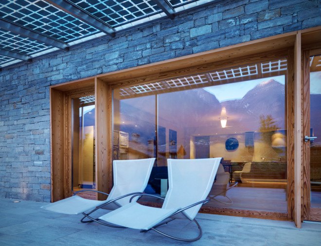 Casa Rosset, geothermal energy, zero energy, zero energy home, De Carlo Gualla Architects, Italian Alps, Aosta, solar energy, low-emission glazing, passive principles, passive house, heat pumps, timber louvers