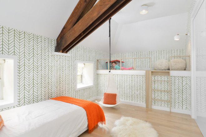 Linc Thelen Design, Scrafano Architects, Murphy Bed, custom built furniture, historic church, church renovation, church turned home, church conversion, church home conversion, stained glass windows, bell tower, contemporary home, Chicago,