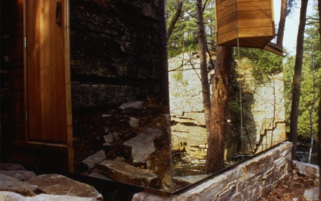 dan hisel, dan hisel architecture, sauna, cadyville sauna, upstate new york, mirrored sauna, local materials