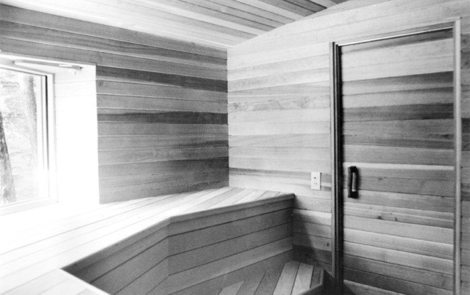 dan hisel, dan hisel architecture, sauna, cadyville sauna, upstate new york, mirrored sauna, local materials