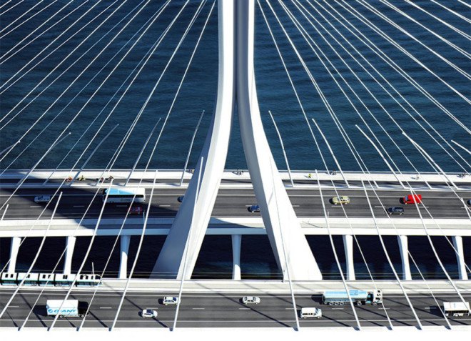 Zaha Hadid Architects, Danjiang Bridge International Competition, Danjiang Bridge, single-mast bridge, bridge design, pedestrian bridge, cable-stayed bridge, Taipei, Taiwan, green transportation