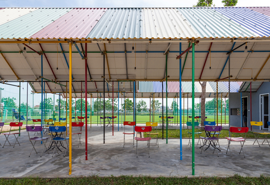 Re-ainbow, H&P Architects, Re Ainbow h&P, re-use, material re-use, social design, community center, solar power, gray water, water reuse, water collection, solar power structures, reader submission