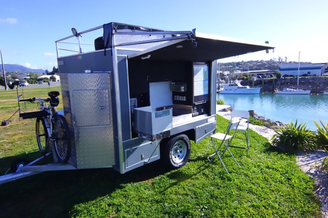 ECOmbo, Ecombo New Zealand, camper, off grid camper, solar-powered camper, camper trailer, LEDs, off grid trailer, solar-powered trailer, camper trailer, off grid adventure, portable toilet, outdoor hot shower,