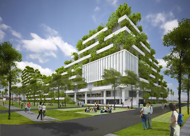 Vo Trong Nghia, Vo Trong Nghia Architects, FPT University campus by Vo Trong Nghia Architects, FPT University Campus Ho Chi Minh City, Ho Chi Minh, Vietnam, campus building, green campus, green campus Vietnam,