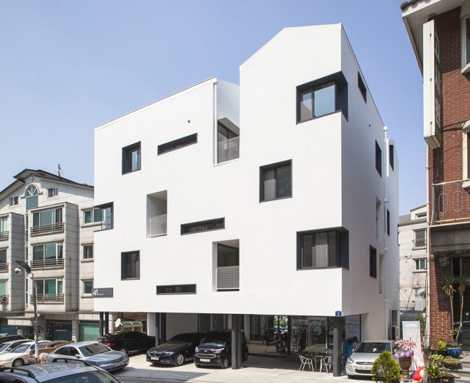 Archihood WXY, Seoul, residential architecture, common spaces, natural light, natural ventilation, green architecture, courtyard, exposed concrete, wooden flooring, multi-family housing