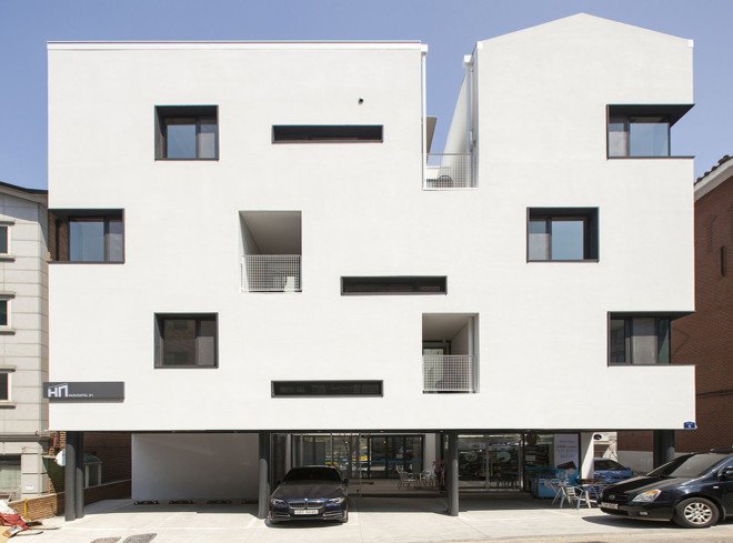 Archihood WXY, Seoul, residential architecture, common spaces, natural light, natural ventilation, green architecture, courtyard, exposed concrete, wooden flooring, multi-family housing