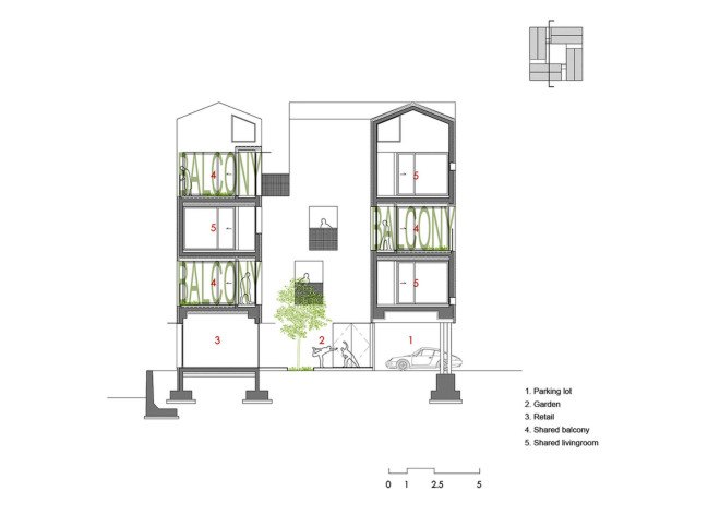 Archihood WXY, Seoul, residential architecture, common spaces, natural light, natural ventilation, green architecture, courtyard, exposed concrete, wooden flooring, multi-family housing