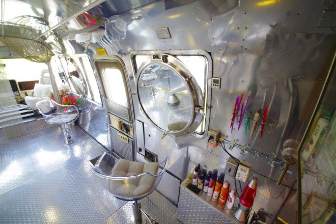 hairstream nyc, hairstream, airstream trailer conversion, trailer conversion, mobile hair studio, ric pipino, gil haziza, retro trailer conversion, upscale hair studio in a trailer