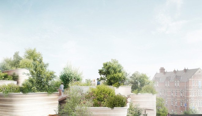 Thomas Heatherwick Studio, Maggie's center, Maggies Yorkshire, UK architecture, cancer care center, medical building, green roof, green-roofed building, public garden, green architecture