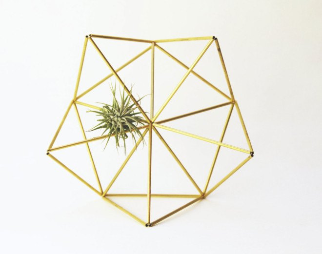 me + she, etsy, air plants, air plant mobile, air plant holder, brass air plant mobile, himmeli, brass himmeli, himmeli mobile