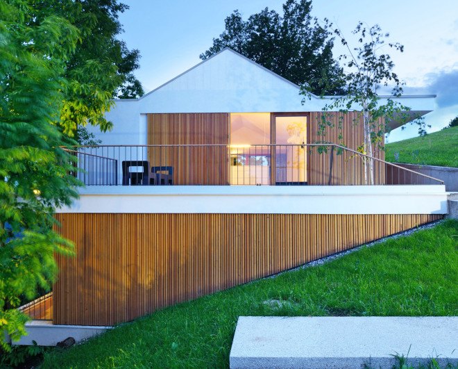 MultiPlan arhitekti, panoramic views, House Katarina, House Katarina by MultiPlan arhitekti, modern treehouse, open plan living area, open plan layout, green roof garage, floor to ceiling glazing, modern architecture, minimalist aesthetic, natural light,