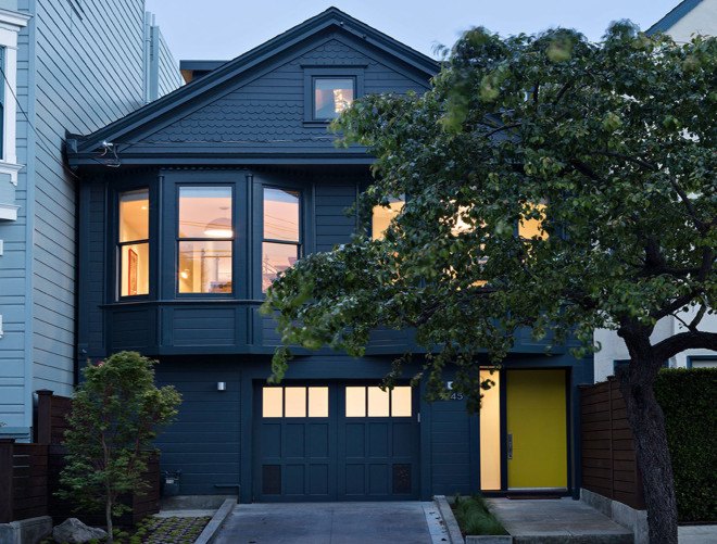 Bach Architects, San Francisco, green renovation, remodeling, light wells, natural light, open-plan floor plan, garden, green interior, interior design, laminated wood, family house