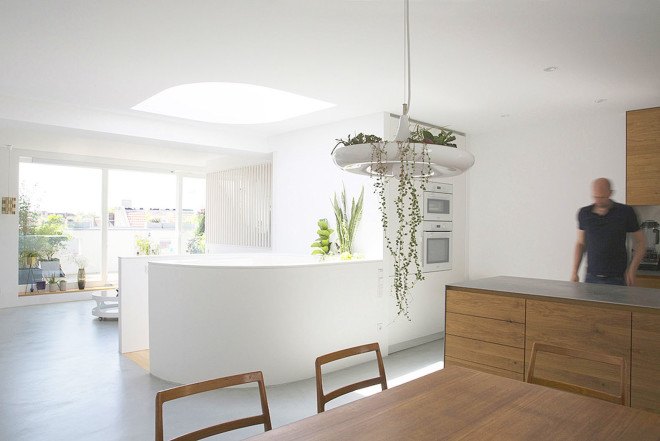 NowLab, Haus JJ, Berlin, small spaces, small apartment, spiral staircase, skylights, courtyards, green design, terrace, wooden flooring, Kreuzberg, German architects