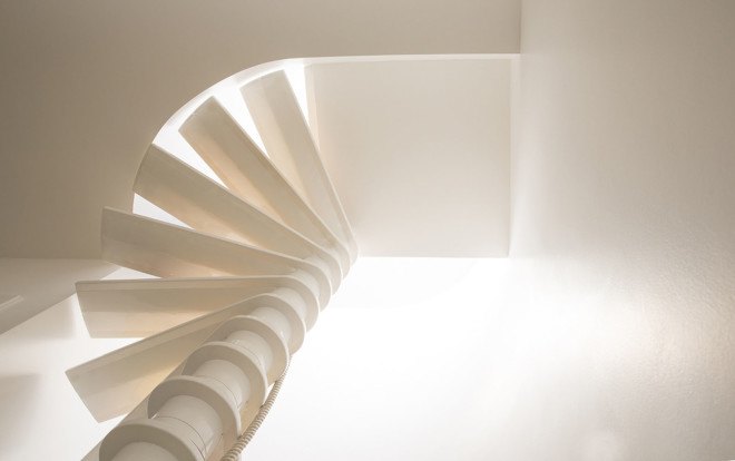 NowLab, Haus JJ, Berlin, small spaces, small apartment, spiral staircase, skylights, courtyards, green design, terrace, wooden flooring, Kreuzberg, German architects