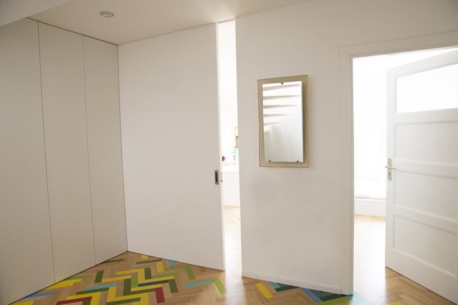 NowLab, Haus JJ, Berlin, small spaces, small apartment, spiral staircase, skylights, courtyards, green design, terrace, wooden flooring, Kreuzberg, German architects