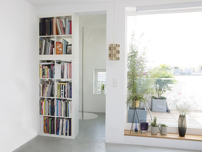 NowLab, Haus JJ, Berlin, small spaces, small apartment, spiral staircase, skylights, courtyards, green design, terrace, wooden flooring, Kreuzberg, German architects