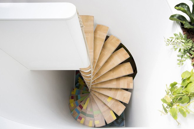 NowLab, Haus JJ, Berlin, small spaces, small apartment, spiral staircase, skylights, courtyards, green design, terrace, wooden flooring, Kreuzberg, German architects