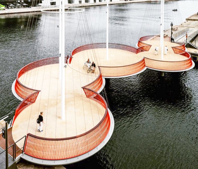 Olafur Eliasson, pedestrian bridge, green bridge, Copenhagen, green transportation, cycling, Iceland, green design, Denmark, harbor design