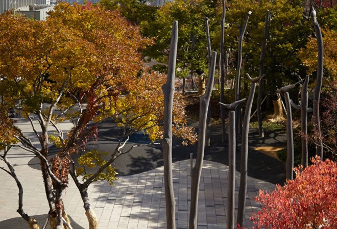 Olson Kundig Architects, Secret Garden, rooftop park, roof garden, public spaces, South Korea, treehouses, sustainable sculpture, public parks, recycled timber, salvaged materials