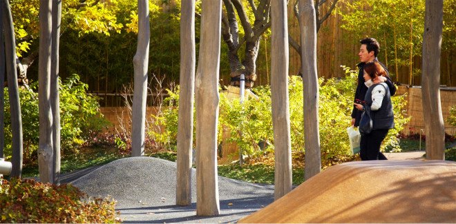 Olson Kundig Architects, Secret Garden, rooftop park, roof garden, public spaces, South Korea, treehouses, sustainable sculpture, public parks, recycled timber, salvaged materials