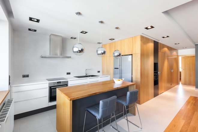 Mode:lina Architekci, Poland, Poznan, apartment design, flexible spaces, open-plan layout, natural materials, wooden interior, green interior, storage spaces