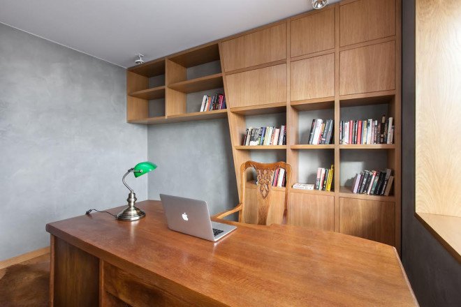 Mode:lina Architekci, Poland, Poznan, apartment design, flexible spaces, open-plan layout, natural materials, wooden interior, green interior, storage spaces