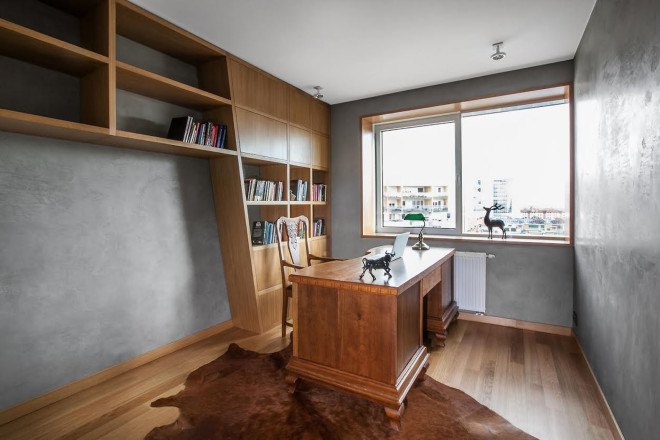 Mode:lina Architekci, Poland, Poznan, apartment design, flexible spaces, open-plan layout, natural materials, wooden interior, green interior, storage spaces