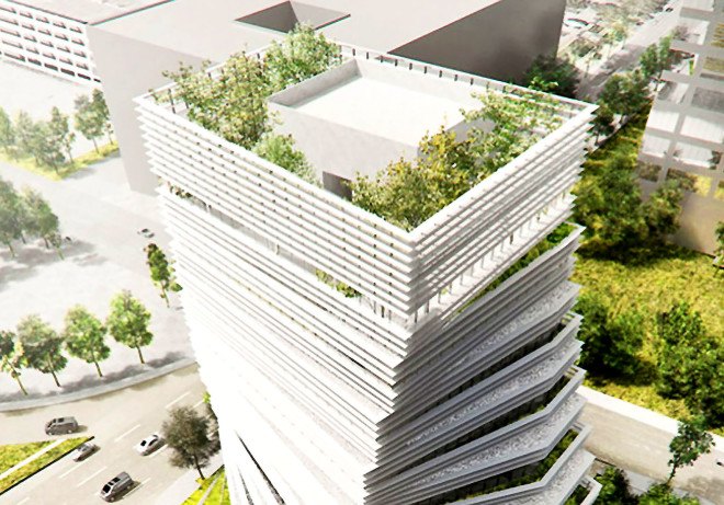 Rolex Building, Kengo Kuma, Dallas, Texas, vertical garden Rolex, green roof Rolex, rooftop garden Rolex Tower, green Rolex tower, Kengo Kuma green architecture, Kengo Kuma twisting office building Dallas, Kengo Kuma twisting green roof tower, Kengo Kuma Twisting green roof Rolex building