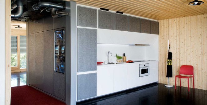 NOEM, Spaceship House, Spaceship House by NOEM, Class A energy certification, energy efficiency, Pyrenean wood, La Moraleja, UFO-like home, UFO home, prefab home, modular home, prefab architecture, modular architecture, sci-fi home,