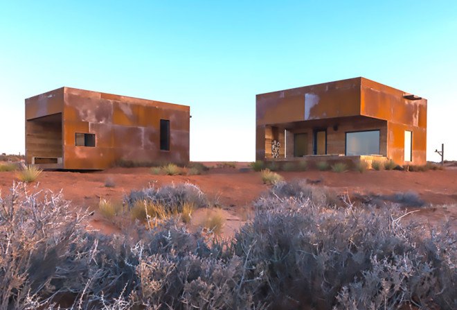 Design Build BLUFF, University of Colorado Denver, reclaimed wood, reclaimed barn wood, weathered steel, Colorado desert, Blue Mountains, Monument Valley, cabin, cabins, Navajo Nation, Mexican Water Chapter of the Navajo Nation,