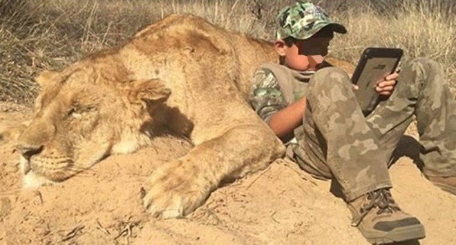 allen tarpley, american hunter, young children hunting, youth hunters, boys killing lions, twitter post boys first lion killed, lion hunting, lion killing