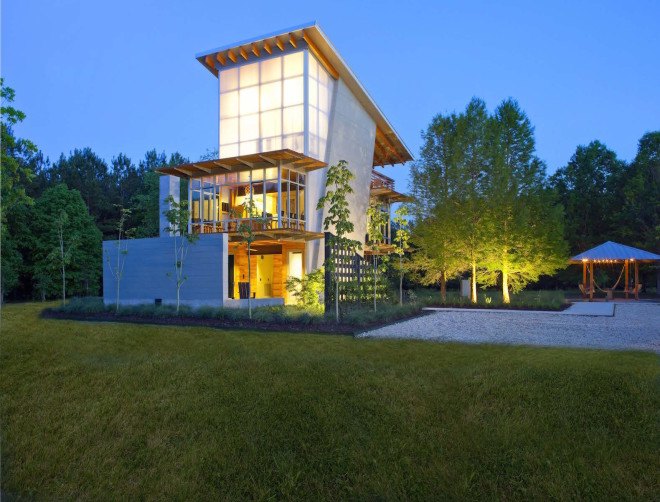 The Pond House at Ten Oaks Farm, The Pond House at Ten Oaks Farm by Michael Holly, Michael Holly architect, Holly & Smith Architects, Louisiana, net-zero, net-zero house, net-zero architecture, plus-energy, LEDs, energy star, spray-foam insulation, energy efficiency, solar power, geothermal power,