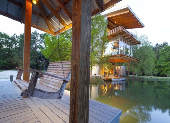 The Pond House at Ten Oaks Farm, The Pond House at Ten Oaks Farm by Michael Holly, Michael Holly architect, Holly & Smith Architects, Louisiana, net-zero, net-zero house, net-zero architecture, plus-energy, LEDs, energy star, spray-foam insulation, energy efficiency, solar power, geothermal power,