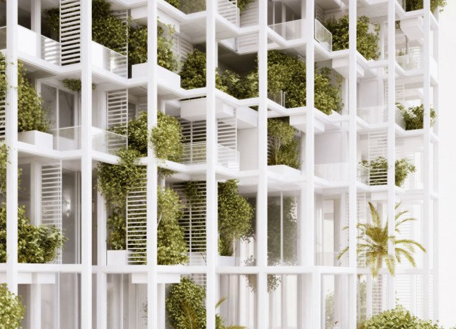 Penda, Vijayawada Garden Estate, green tower, residential tower, high-rise, rainwater collection, prefab housing, modular housing, vertical garden, green architecture, netural ventilation, customizable homes, India